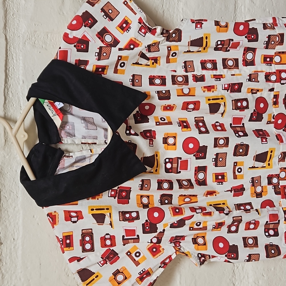 Vintage Style Retro Camera Print Dress